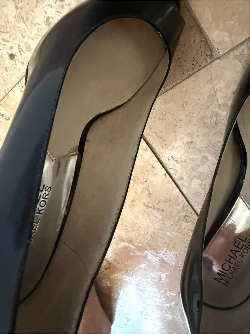 Michael Kors Black Patent Leather Peep-Toe Heels Size 7